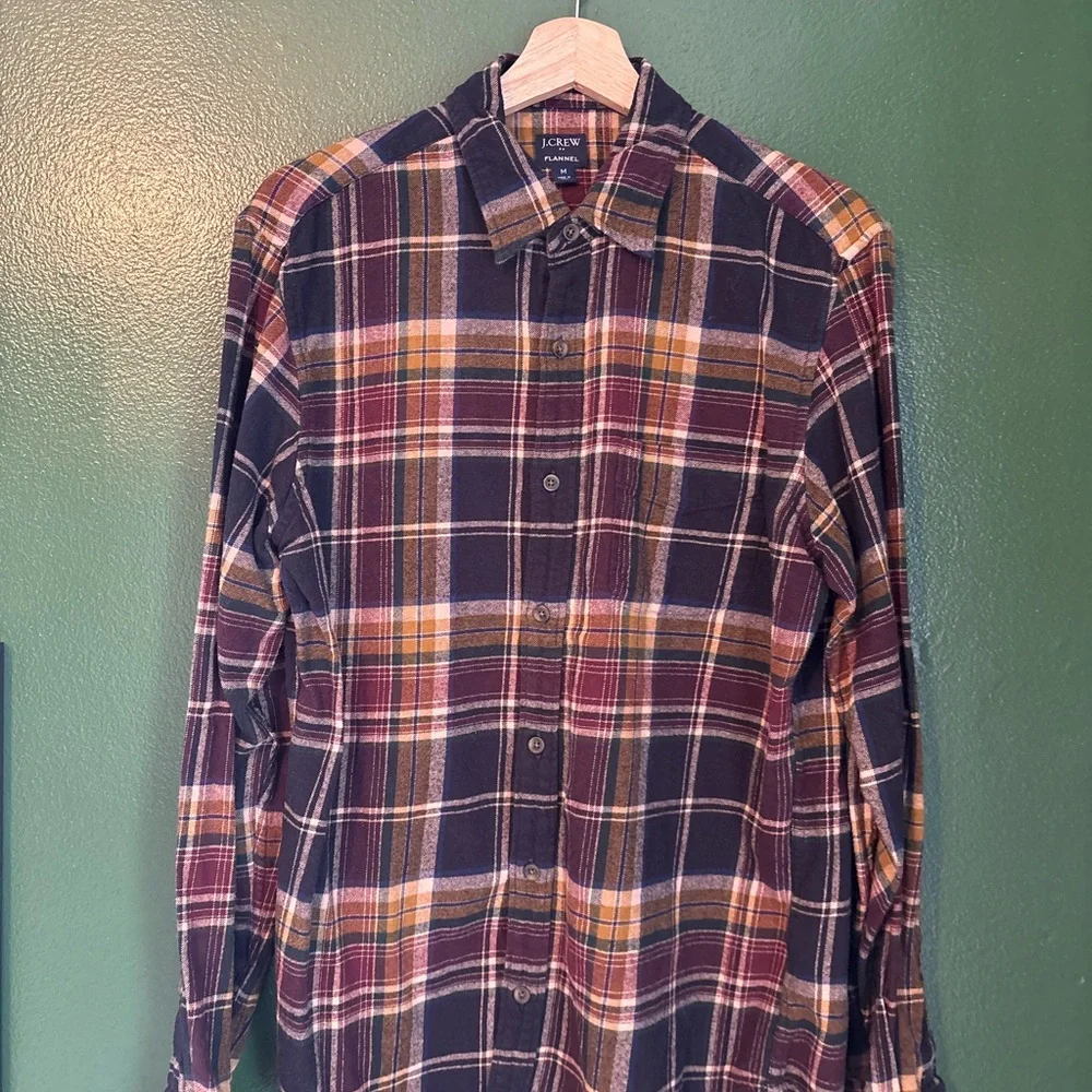 J. Crew Men's Navy Flannel Button-Down Shirt